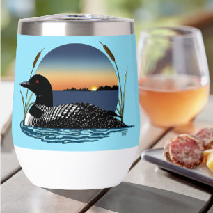 Serene Common Loon Sunset Blue Wildlife Lake