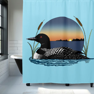 Serene Common Loon Sunset Blue Wildlife Lake