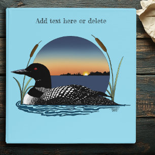 Serene Common Loon Sunset Blue Wildlife Lake Binder