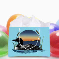 Serene Common Loon Sunset Blue Wildlife Lake