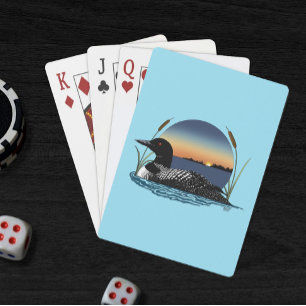 Serene Common Loon Sunset Blue Wildlife Lake Playing Cards