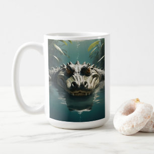 Serene Crocodile in Water Jungle Art Print Coffee Mug