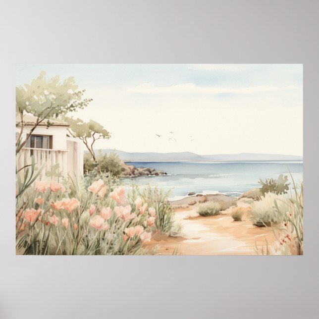 Serene Cyprus: Digital Watercolor Art Prints (Front)
