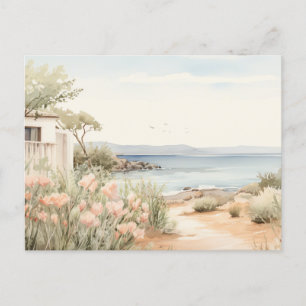 Serene Cyprus: Digital Watercolor Art Prints Postcard