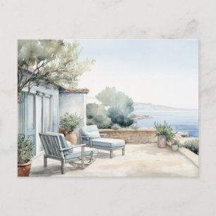 Serene Cyprus: Digital Watercolor Art Prints Postcard