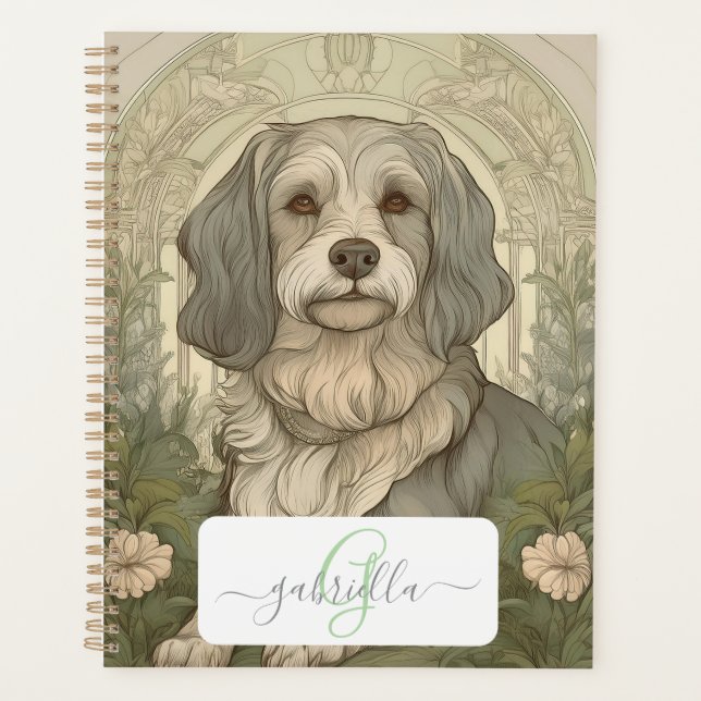 Serene Dog Planner with Name & Monogram (Front)