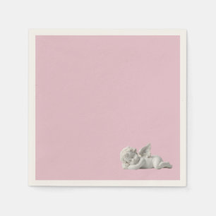 Serene Dreamy Pink Baby Angel Girl Baby Shower Napkin