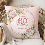 Serene Dusty Pink Eucalyptus Boho 60th birthday  Throw Pillow<br><div class="desc">✅ For matching items search 36-60 in my collections ✅ Celebrate a special milestone with this elegant 60th birthday pillow featuring watercolor rose gold, dusty pink and blush pink flowers, eucalyptus greenery, and a shimmering gold frame. This boho floral design adds charm and warmth to any space. A beautiful keepsake...</div>