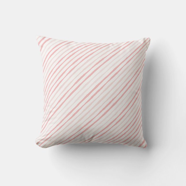 Serene Dusty Pink Stripes Outdoor Pillow (Front)