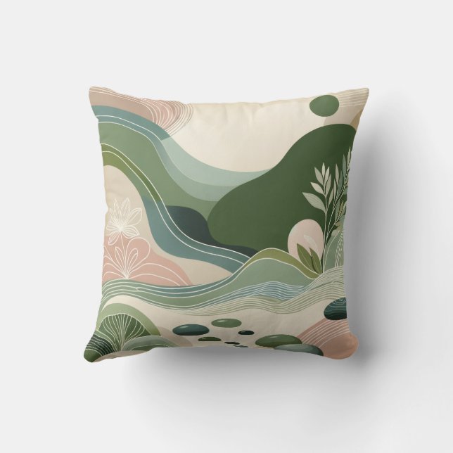 Serene Earth Flow Throw Pillow (Back)