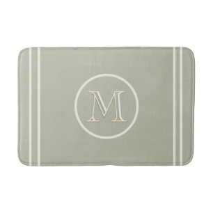 Serene Elegant Contemporary Green Unique Monogram Bath Mat