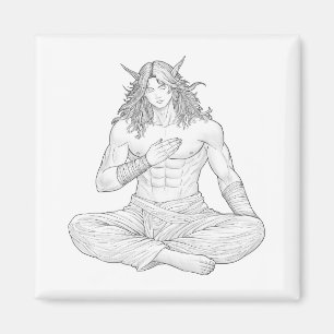 Serene Elf Warrior Fantasy Anime Character Art Magnet