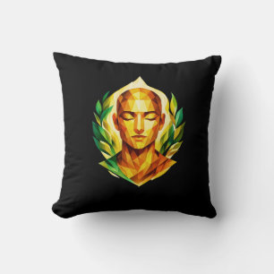 Serene Faceted Portrait Accent Modern Spiritual Throw Pillow