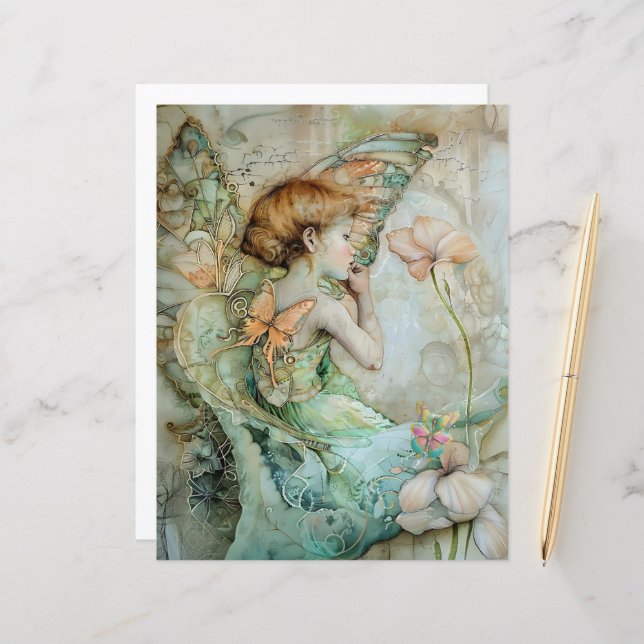 Serene Fairy A4 Conseils Carte Anniversaire (Devant/Arrière en situation)