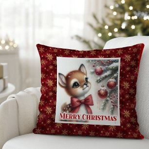 Serene Fawn Christmas Pillow Gift for Kids Winter 