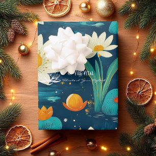 Serene Floral Pattern in Wellness Business Product Wrapping Paper Sheet