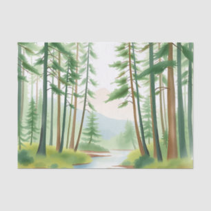 Serene Forest Landscape in Watercolor  Tissue Paper