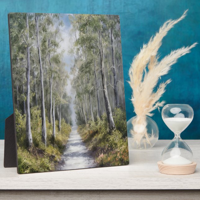 Serene Forest Path – Tranquil Nature Landscape Art Plaque (Side)
