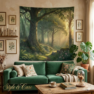 Serene Forest Scene Tapestry 57in Square Art