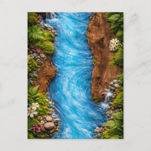 Serene Forest Stream Tranquil Nature Water Art Postcard