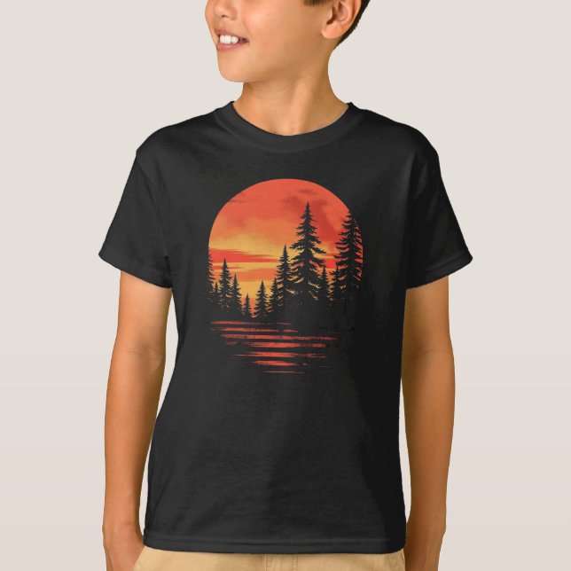 Serene Forest Sunset T-Shirt (Front)