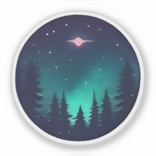 Serene Forest Under a Cosmic Glow