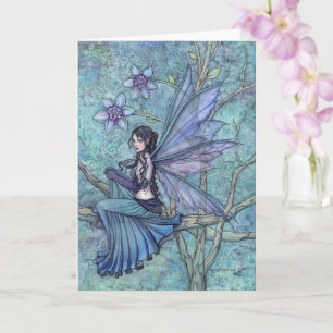 Serene Garden Watercolor Fairy Illustration Art Card