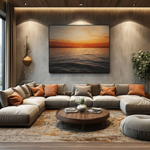 Serene Golden Sunset Ocean Horizon Canvas Print