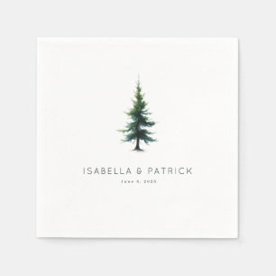 Serene Green Botanical Tree Napkin