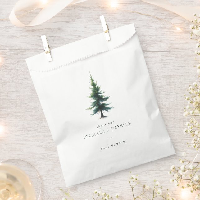 Serene Green Evergreen Tree Favour Bag (Clipped)