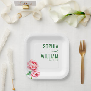Serene Green Floral Paper Plate