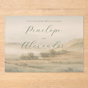 Serene Green Landscape Wedding Invitation