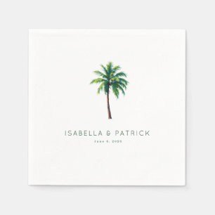Serene Green Minimalist Palm Tree Napkin