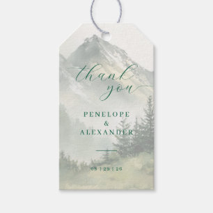 Serene Green Mountain Watercolor Gift Tags