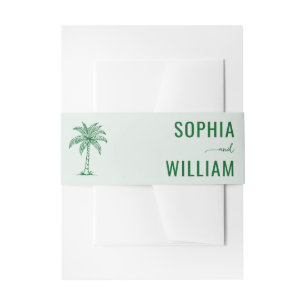 Serene Green Palm Tree Invitation Belly Band