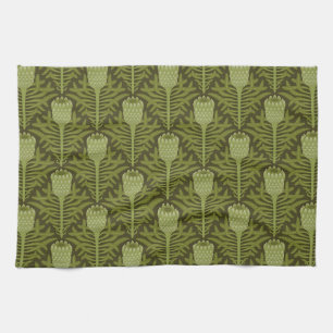 Serene Green Plant Motif for Modern Decor Kitchen Towel