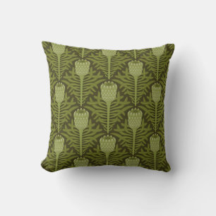 Serene Green Plant Motif for Modern Decor Throw Pillow