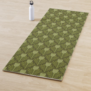 Serene Green Plant Motif for Modern Decor Yoga Mat