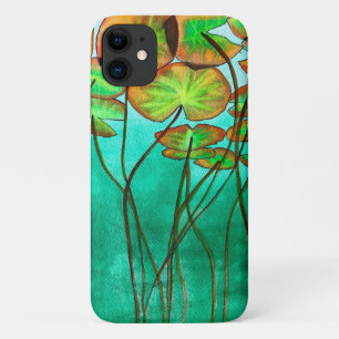 serene green pond with lilypads iPhone 11 case