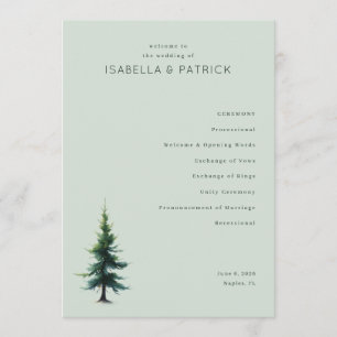 Serene Green Tree Wedding Ceremony Program