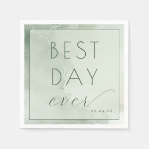 Serene Green Watercolor Celebration Napkin