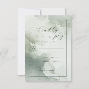 Serene Green Watercolor RSVP Card