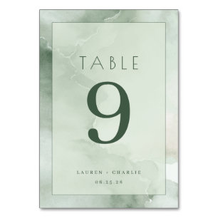 Serene Green Watercolor Table Number