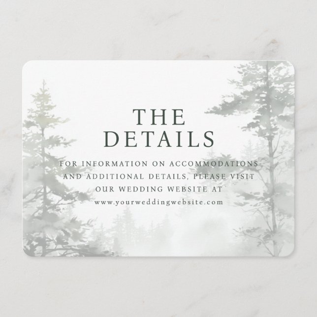 Serene Grey Watercolor Trees Enclosure Card (Front)
