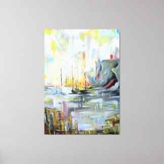 Serene Harbor Scene: Abstract  Painting wall art