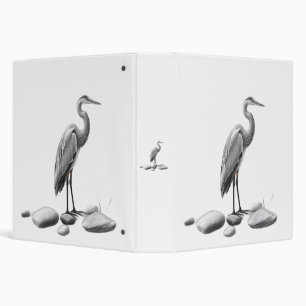 Serene Heron Among Stones Binder
