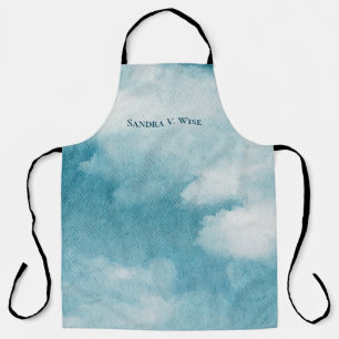 Serene Horizon Dreams Watercolor Blue & White Apron