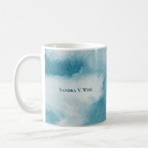 Serene Horizon Dreams Watercolor Blue & White Coffee Mug