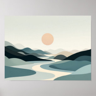 Serene Horizon: Minimalist Organic Landscape Poster