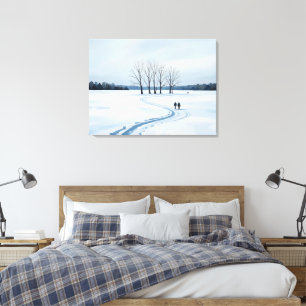 serene impressionist winter landscape canvas print